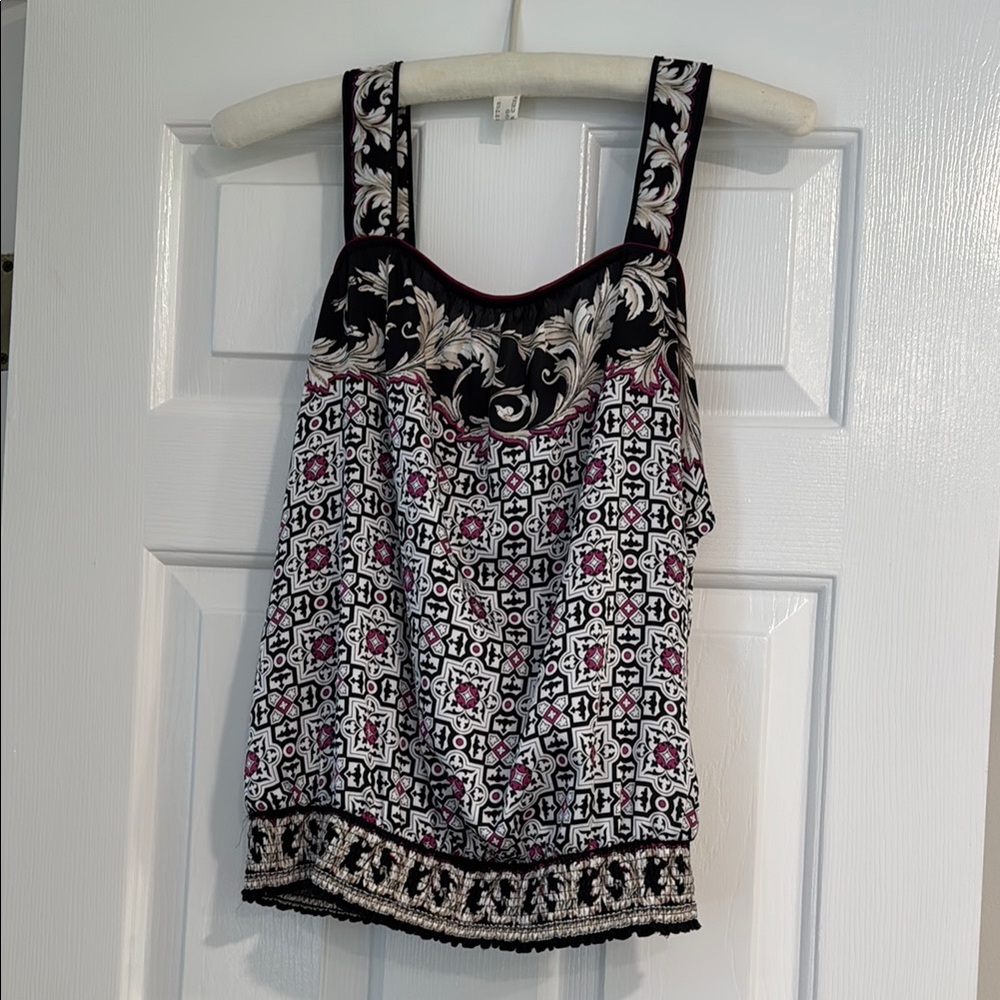 White House Black Market Black and White Embellished Camisole